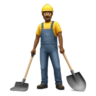 photorealistic worker with a shovel sticker