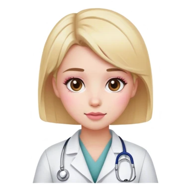 blonde girl with short hair, white skin, pink blush, she will be a veterinarian and brown eyes sticker