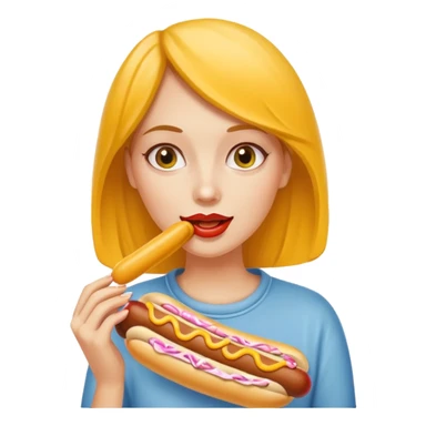 woman eating hotdog sticker
