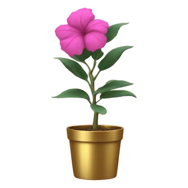 Pink plant in gold pot sticker