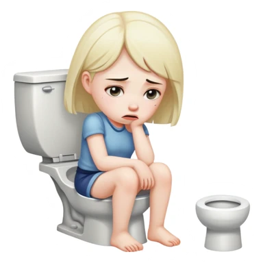 sad girl suffering on toilet sticker