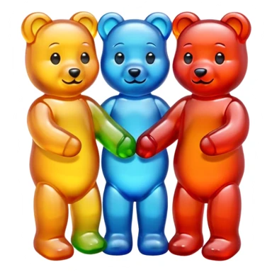 Three gummy bears holding hands sticker
