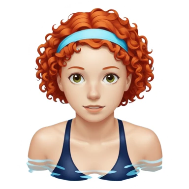 22-year-old white female athlete swimmer with curly red hair about to enter a pool sticker