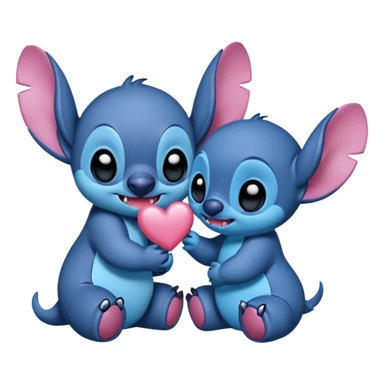 Puedes crear un Match de Stitch (azul y rosada) por separado simulando que se dan un beso, tipo sticker OS phone sticker