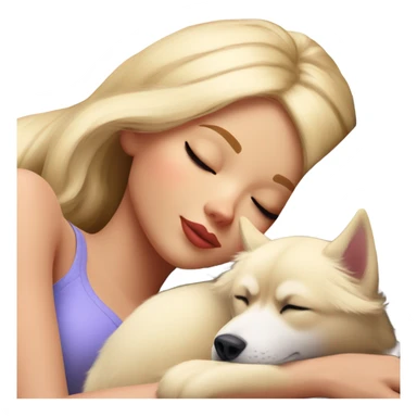 Pretty blonde Barbie napping with red Siberian Husky  sticker