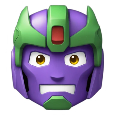purple and green gundam face sticker