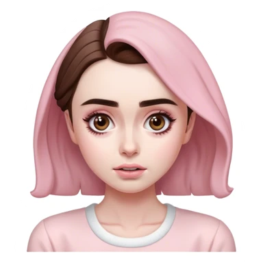Lily Collins in light pink clothes shrugging  sticker