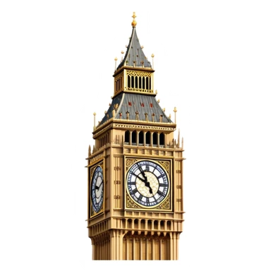 Cinematic Realistic Big Ben Landmark Emoji, showcasing the historic clock tower in exquisite detail rendered with dynamic lighting and rich textures that highlight its timeless grandeur. sticker