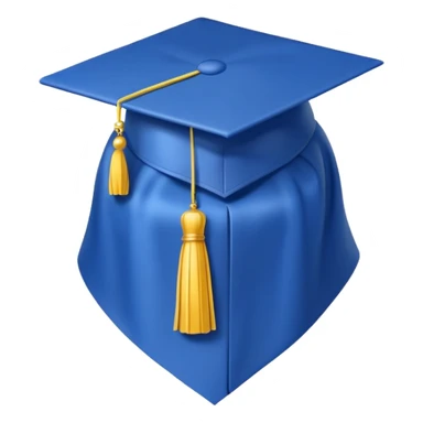 blue graduation cap with yellow tassel sticker