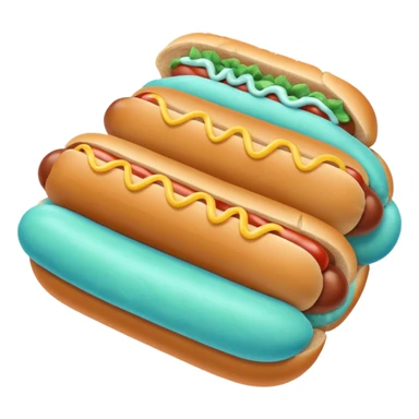 a blue colored hotdog bun with a minty colored hotdog in the middle of it sticker