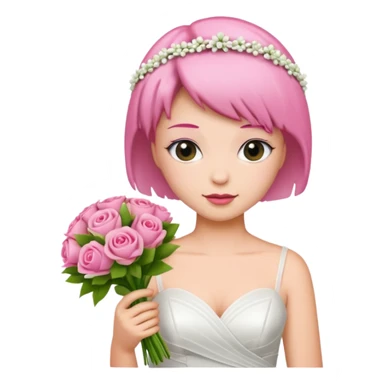 pink short haired bride with bouqet sticker