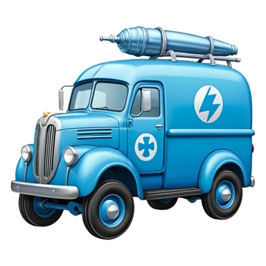 The Flintstones shiny crushed iced-blue frozen Scooby Doo 1945 Lightning Bug busters liquidator’s antique long-wheelbase snub-nose off-road moving truck  sticker