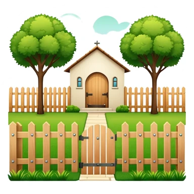 closed courtyard icon, safe private yard surrounded by buildings, minimal flat vector style sticker