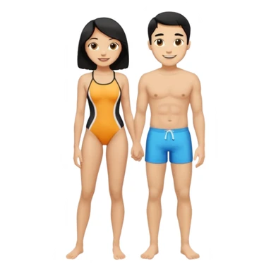 ligh skin black hair man and ligh skin black hair woman swin suit full body sticker