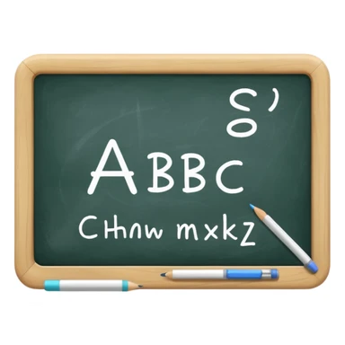 Whiteboard with ABC written on with handwriting sticker