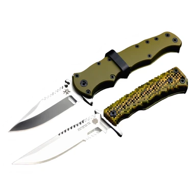 military tactical bushcraft knife with NATO olive handle sticker