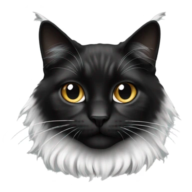 long haired cat half black half white with black bottom jaw sticker