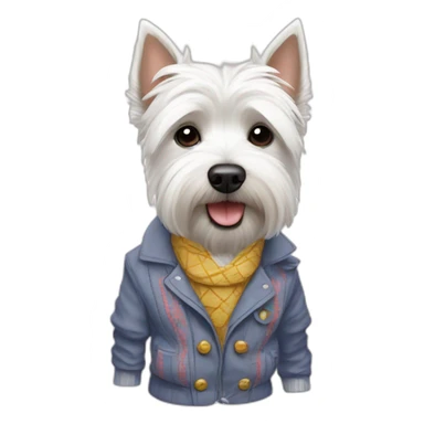 Westie in clothes sticker