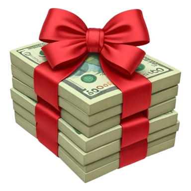 draw australian $100 notes stacked together and wrapped in a bow sticker