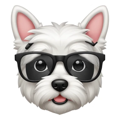 Westie Dog with all black glasses sticker