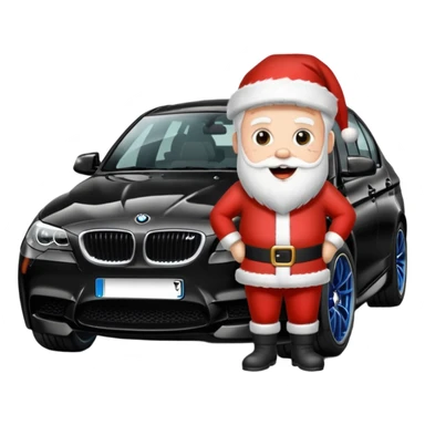 Santa with surprise,surprise is black bmw m 5 sticker