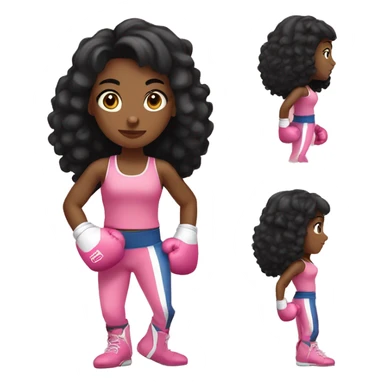 black hair girl wearing pink boxing gloves sticker