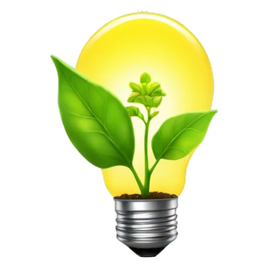 a plant sprout inside a yellow glowing idea lightbulb sticker