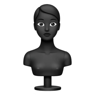 Minimalistic flat vector icon, iOS style, thin black contour on white background. Matte black mannequin in front of in 3D monochrome style. sticker