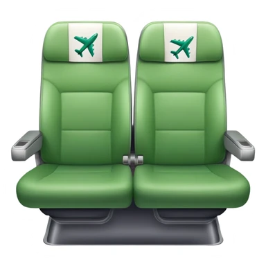 Airplane seat with green available sign sticker