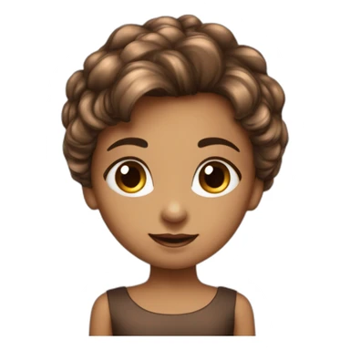 Enfants fille cheveux courts marron eye maron rede paux bronze sticker