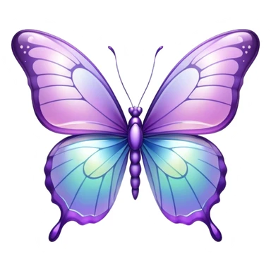 Sparkly Pastel purple-gradient iridescent glass butterfly sticker
