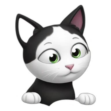 Black and white cat reading a book sticker