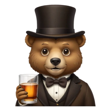 bear head in a top hat with a whiskey sticker