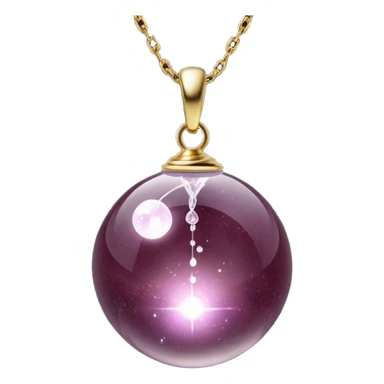 A polished round ball wine granite pendant suspended from a delicate gold chain, like a drop of enchanted starlight, glowing with the warmth of passion and the quiet power of transformation ethereal floating magical moving around... rebirth  sticker