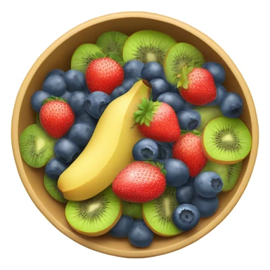 Bowl of fruits kiwi,strawberry,banana,blueberry,raspberry,watermelon,melon,pineapple sticker