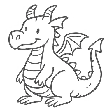 purple dragon, hand drawn outline icon style sticker