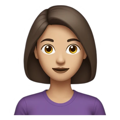 women,dark medium brown hair,using purple tshirt whith letters "4tech sticker