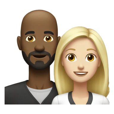 black bald man with goatee and white woman blonde hair brown eyes sticker