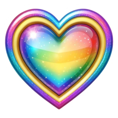 heart with a rainbow sparkle border sticker
