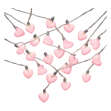 Realistic isolated pink heart shaped christmas string lights sticker