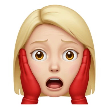 anxious face emoji, hands on cheeks, open mouth, nervous expression sticker