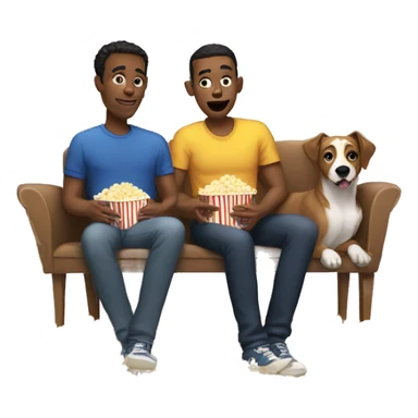 Two gay men and dog eating popcorn sticker