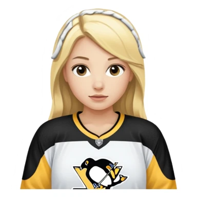 Girl long hair blonde with hockey jersey pittburgh penguins sticker