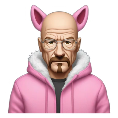 walter white wearing a pink wolf furry suits sticker
