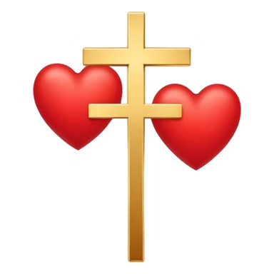 Two red heart outlines united by a gold cross  sticker