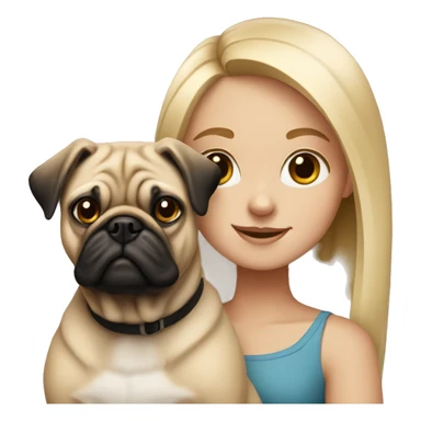 blonde girl with pug dog sticker
