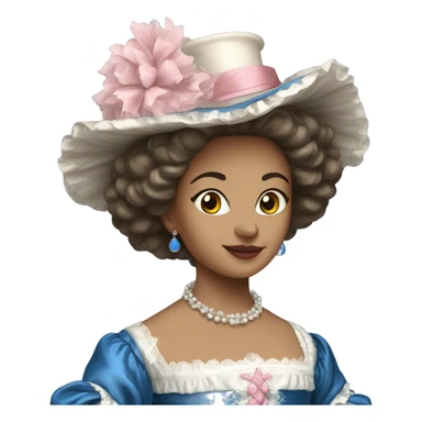 17th century gown with pink white and blue  sticker