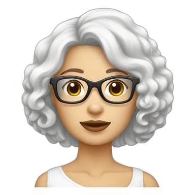 mujer cabello largo gafas y perro bichon maltés blanco sticker