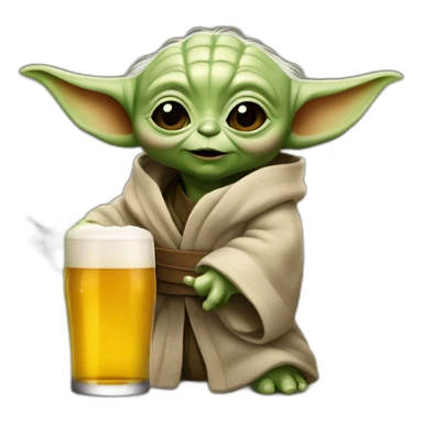 Bébé yoda entrain de boir une bière sticker