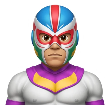 Mexican wrestler portrait, head and shoulders only, colorful luchador mask, muscular collar, confident expression, 3D cartoon, mobile game icon style, clean background, no text, no watermark
 sticker